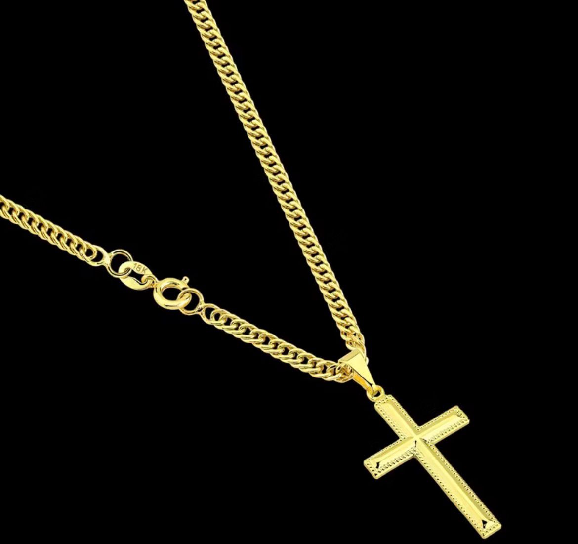 Corrente Grumet dupla lacraia + Pingente cruz detalhada