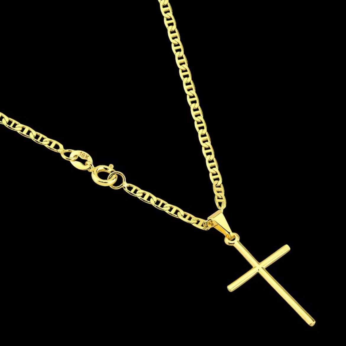 Corrente Piastrini + Pingente Cruz