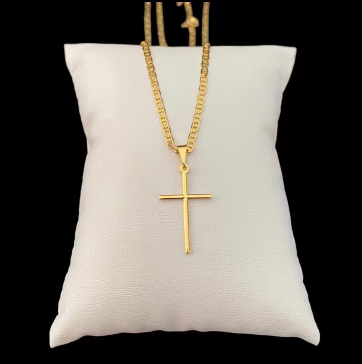 Corrente Piastrini + Pingente Cruz