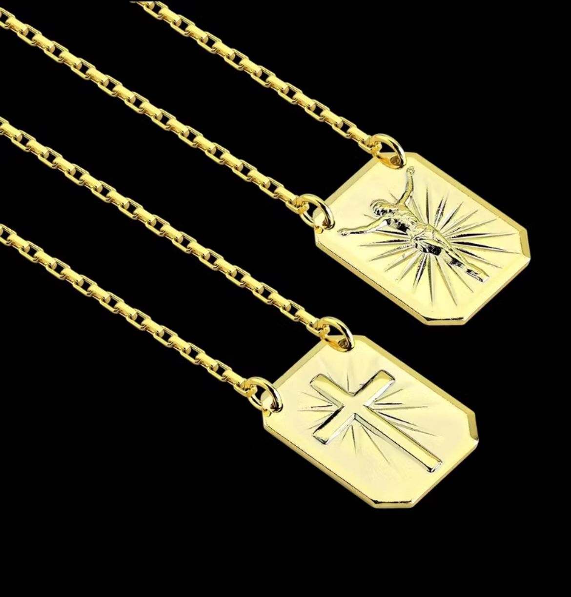 Escapulário com placa Cruz e Jesus Cristo Cruscifixo