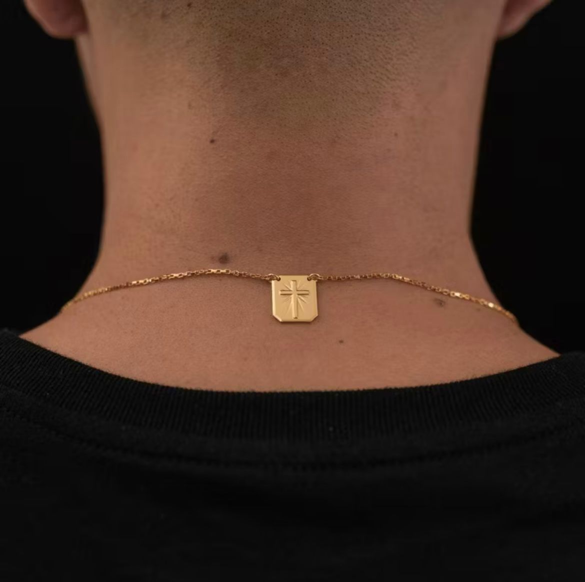 Escapulário com placa Cruz e Jesus Cristo Cruscifixo