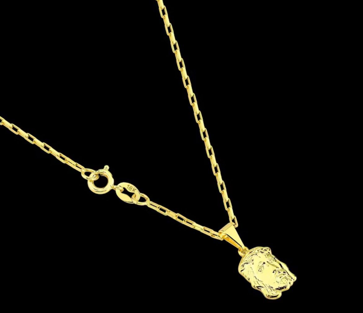 Cordão Cartier Tijolinho +  Pingente Face de Cristo
