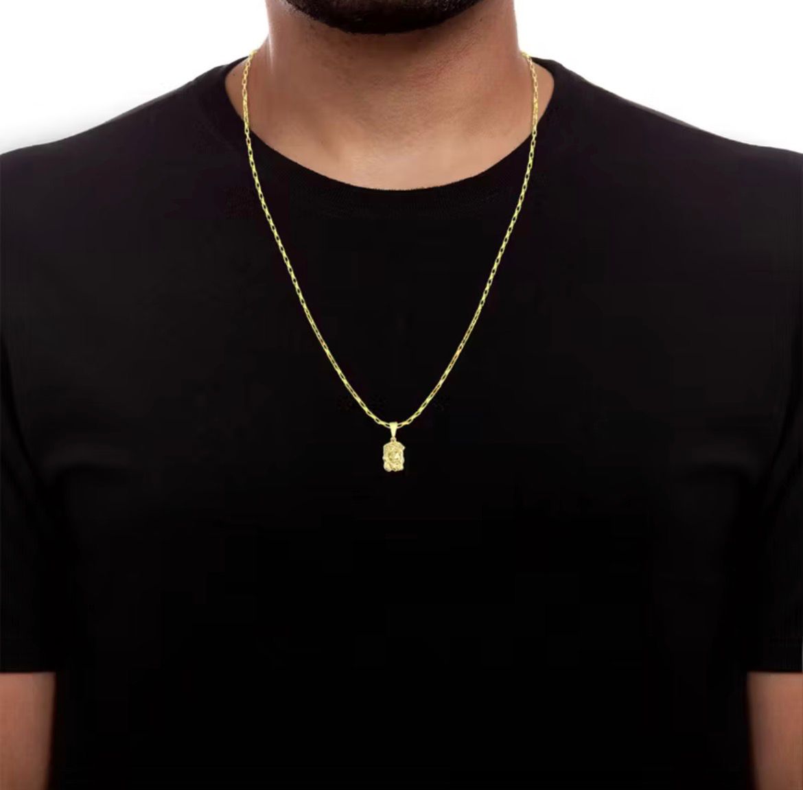 Cordão Cartier Tijolinho +  Pingente Face de Cristo