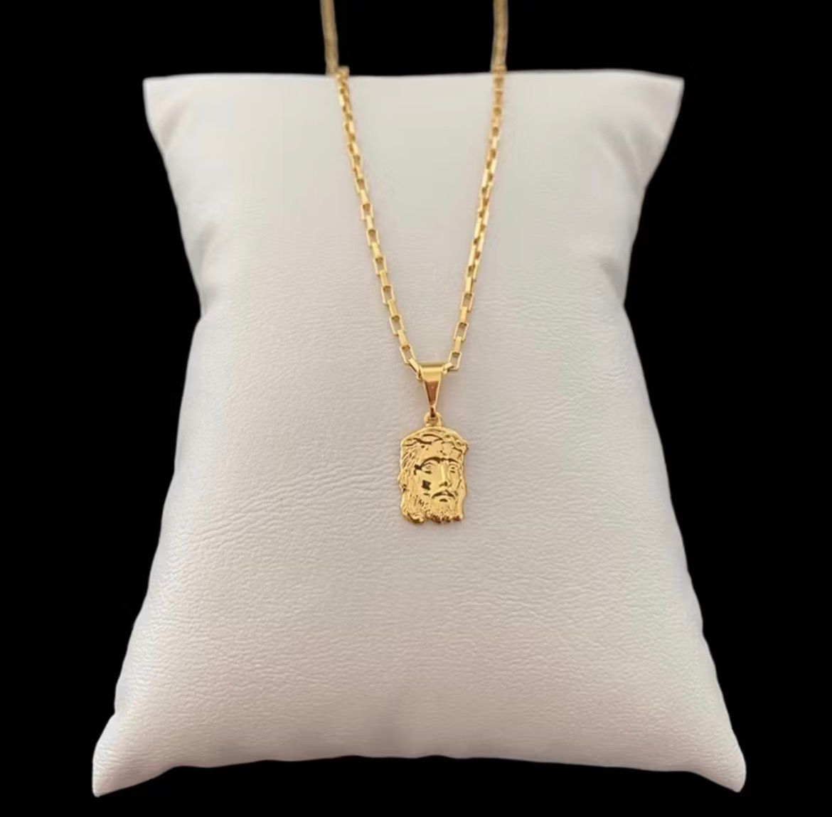 Cordão Cartier Tijolinho +  Pingente Face de Cristo